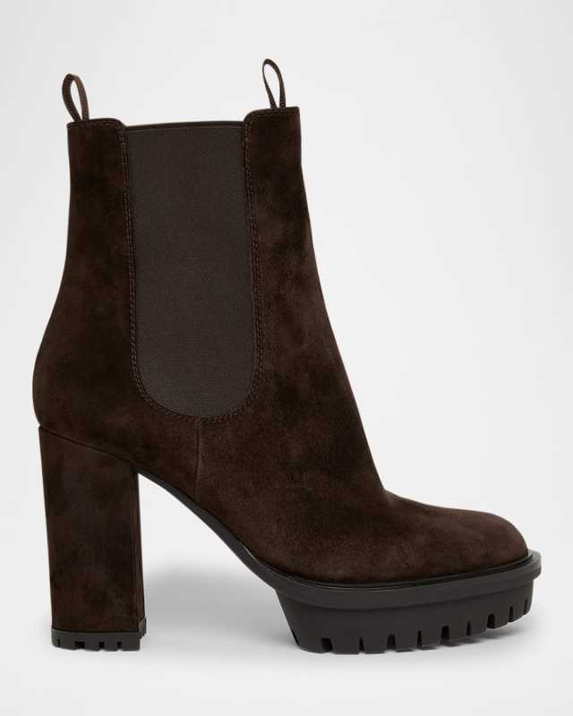 Suede Lug-Sole Booties
